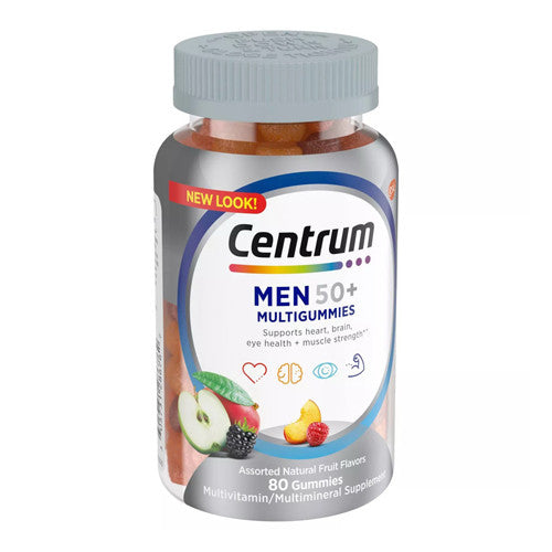 Centrum Mens 50 Plus MultiGummies Multivitamin Supplements, Assorted Friut, 80 Ea